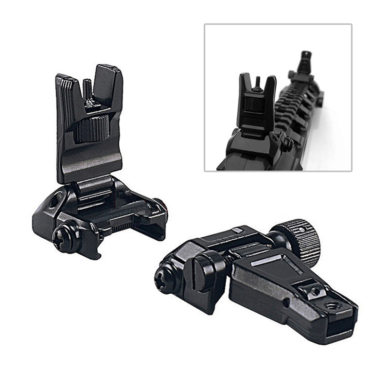 Metall Low Profile Offset Flip-up Rapid Transition Back Up Front Rear Sight Iron Set Taktisches Ar15-Gewehr Schwarz
