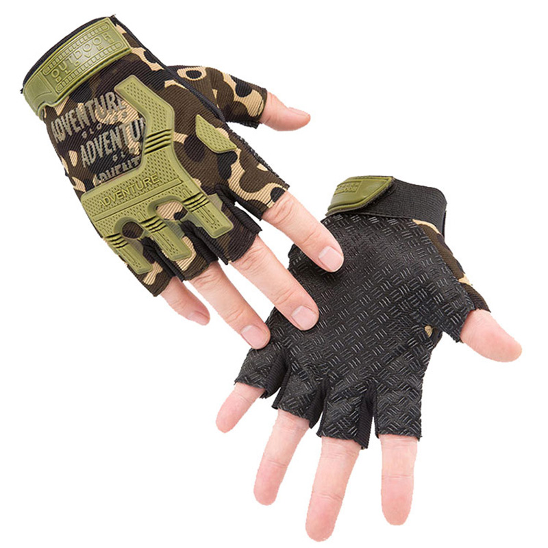 Outdoor Camouflage Jagd Sport Handschuhe Anti-Rutsch Stoßdämpfende Fahrrad Radfahren Handschuhe Halbe Finger Zyklus Handschuhe
